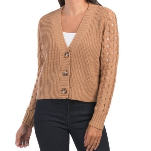 NWT Heartloom Naomi Cardigan- Anthropologie brand, size L, color camel - Picture 1 of 16